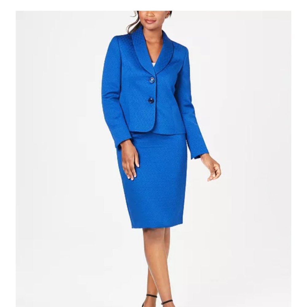 Two Button Shawl Collar Skirt Suit